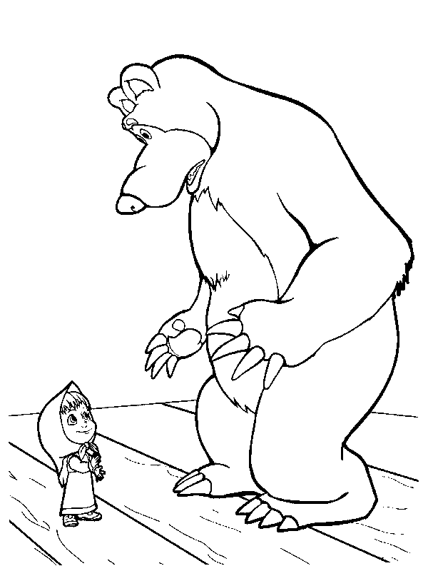 раскраска Маша и Медведь